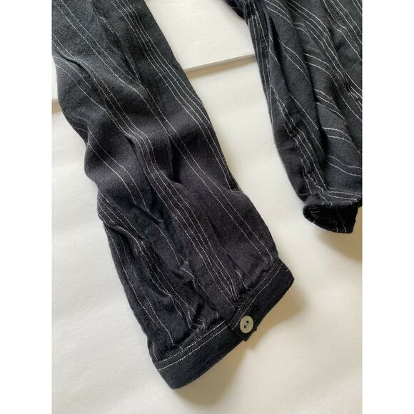 J Jill Black Embroidered Boho Long Sleeve V Neck Top Medium - Picture 4 of 8